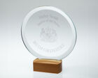 GW02 Circular Glass Award with wooden base