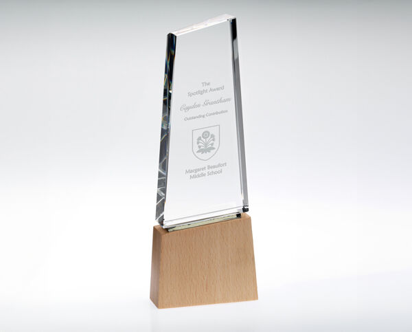 GW03 Glass Tower Award with wooden base