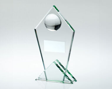 An image of Jade Clear Glass Cricket Tower Trophy - 146mm