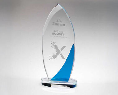 Product Image for Clear &amp; Blue Glass Award - 279mm