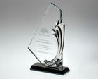 CBG26 Clear and black glass award with metal stars