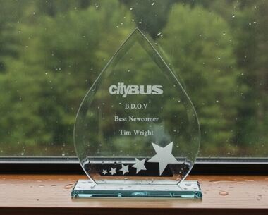Black & Silver Teardrop Award with Stars
