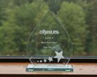 SK1 engraved teardrop award