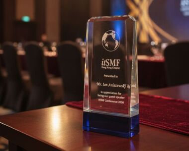 Clear & Blue Crystal Prism Award