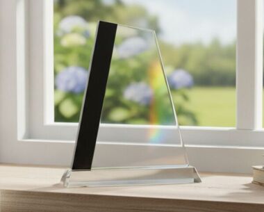 Diagonal Clear & Black Crystal Award