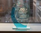 BL20 Clear & Blue Curve Glass Award