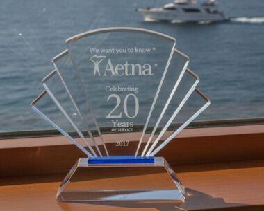 Clear & Blue Crystal Shell Recognition Award