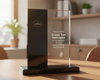 Crystal Award with Black Marble Trophy Base