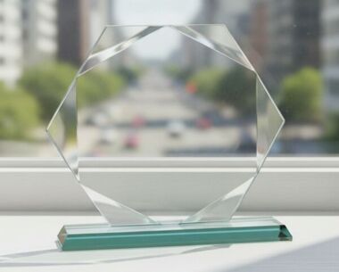 Hexagonal Jade Glass Corporate Award