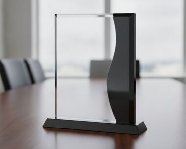 Clear & Black Wave Crystal Award
