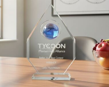 Clear & Blue Diamond Award with Globe