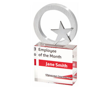 Printed Glass Block & Silver Star Award