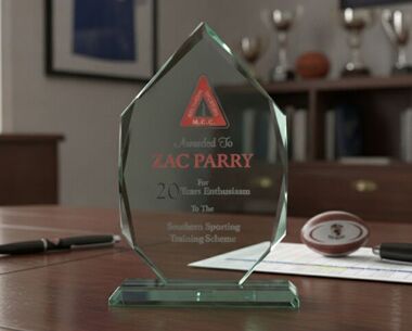 Printed Diamond-Shaped Topaz Glass Award