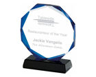 T.2918 blue edged octaganol glass award