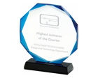 T.2919 blue edged octagon glass award