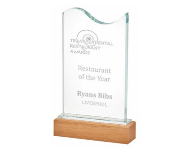 Glass Wave Award with Wood Base