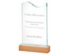 T.4102 rectangle glass wave award with wooden base