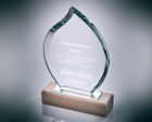 T.4105 herro glass flame award with wooden base
