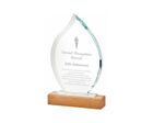 T.4106 Glass flame award with oak wooden base