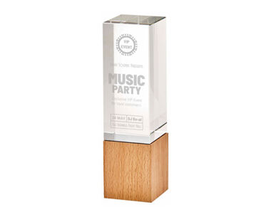 Glass Tower Award with Wood Base
