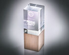 T.4110 Hero Glass pillar award with wooden base