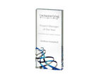 T.4145 Glass rectangle award with blue spiral design