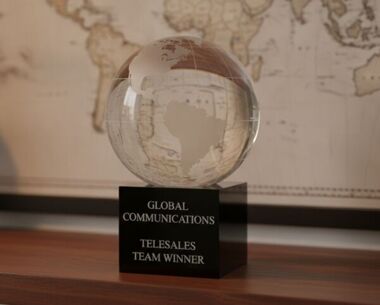 Smoked Globe Award on Black Crystal Base