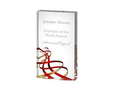 Clear Block with Red and Gold Design