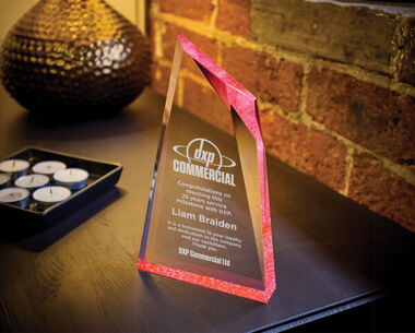 Clear Acrylic Award with Red Tint