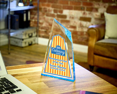 Printed Clear Acrylic Award with Blue Tint