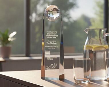 Crystal Pillar Award with Globe