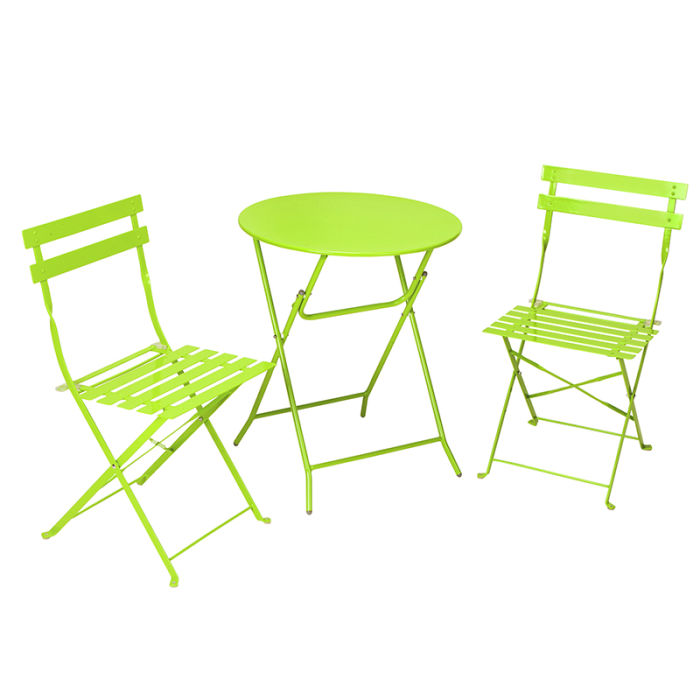 Outdoor 3 Piece Folding Metal Patio Table Chair Set Leggo