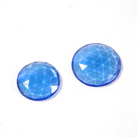 Flatback Round Faceted Jewels - Light Aquamarine