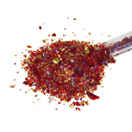 Rainbow on Red Transparent Dichroic Frit Flakes 28g - System 96 Dichroic