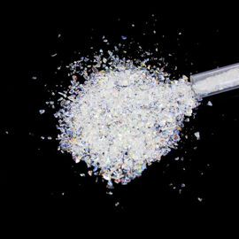 Rainbow on Clear Dichroic Frit Flakes 28g - System 96 Dichroic