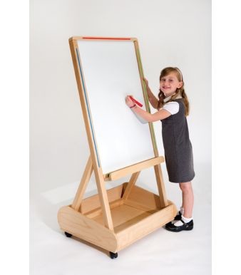 An image of PL Mobile Wood Frame Whiteboard & Storage - Classroom Display