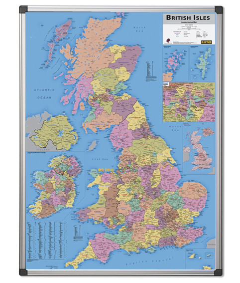 An image of British Adminstrative Map - Printed Whiteboards