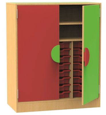 An image of Funky Mid Height Tray Storage Cupboard - Shallow Storage Trays for...