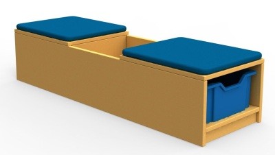 An image of Curve Book Bench Unit with Cushion