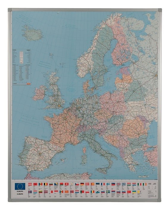 An image of Framed Drywipe Maps - Printed Whiteboards