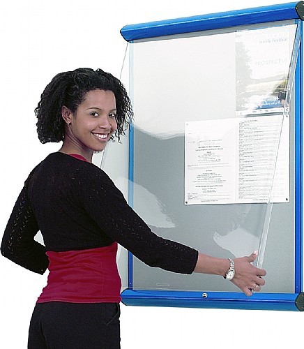 An image of Shield Showline Fire Resistant Lockable Noticeboard - Lockable Not...