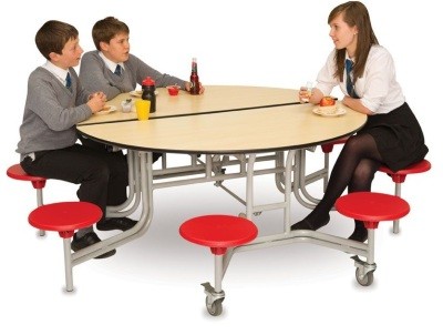 An image of SW 8 Seater Round Folding Canteen Set - Folding School Dining Tabl...