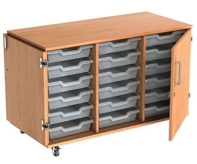 An image of Busybase Mobile Tray Storage Cabinet - Shallow Storage Trays for S...