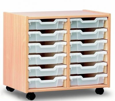 An image of Double Shallow Low Tray Unit - Shallow Storage Trays for Schools