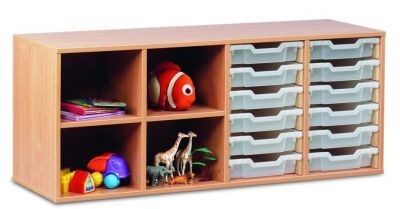 An image of Stackable Combi Classroom Storage 2 - Shallow Storage Trays for Sc...