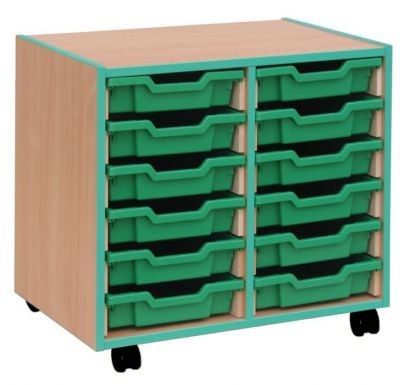 An image of Coloured Edge 12 Shallow Tray Storage - Shallow Storage Trays for...