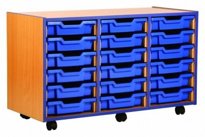 An image of Coloured Edged 18 Shallow Tray Storage - Shallow Storage Trays for...