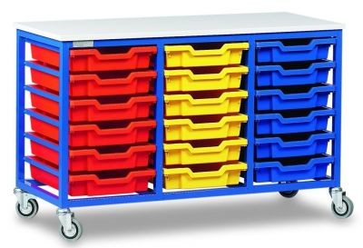 An image of Metal Mobile Tray Storage - Shallow Storage Trays for Schools