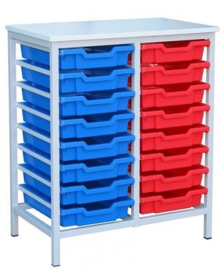 An image of Static Metal Classroom Tray Storage - Shallow Storage Trays for Sc...