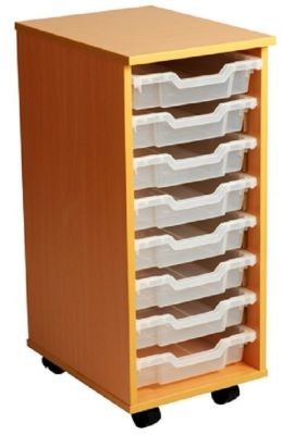 An image of Aztec 8 Tray High Mobile Storage - Shallow Storage Trays for Schoo...